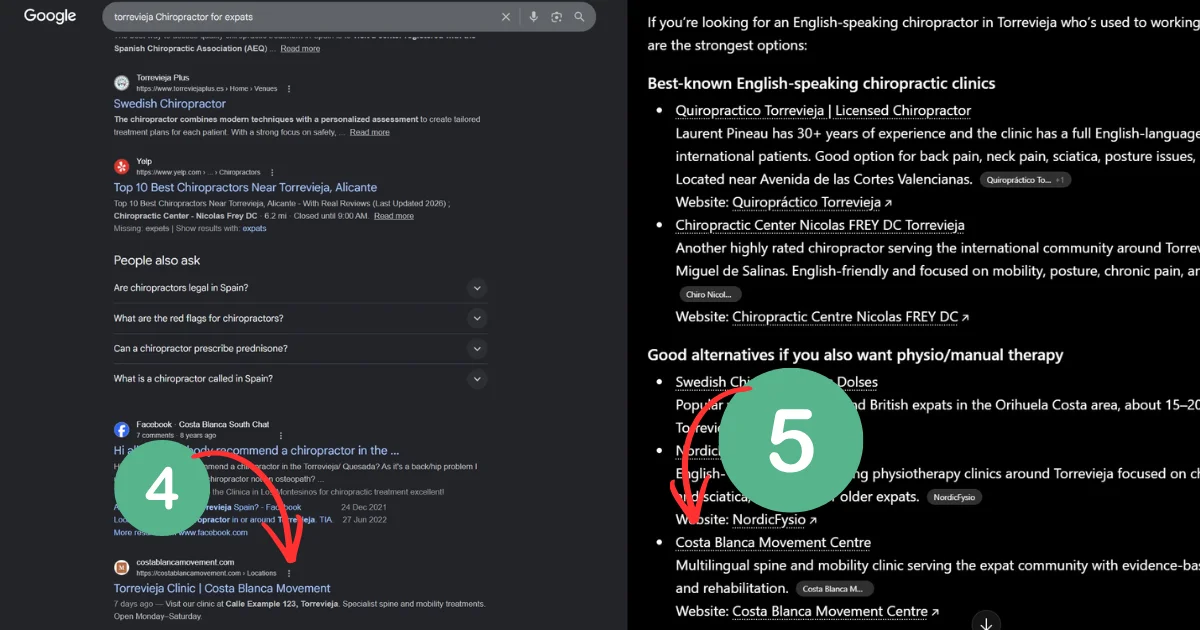 Google pagina 1: Costa Blanca Movement Centre na 2 weken